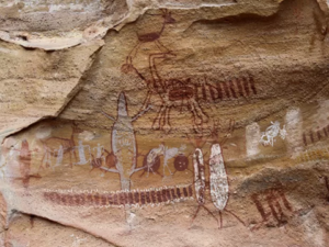 Pintura rupestre em parque arqueológico da Serra da Capivara